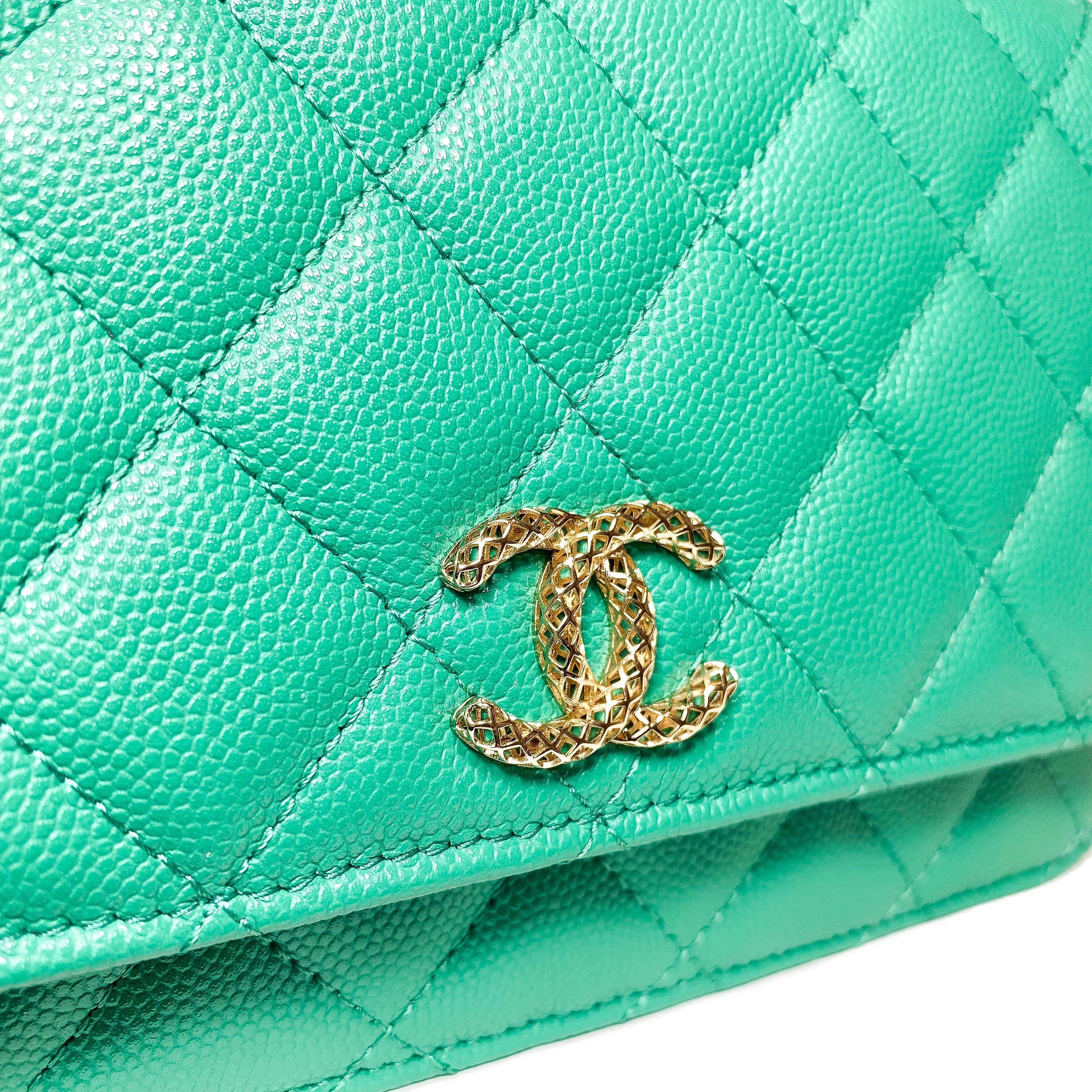 Chanel Green Caviar Wallet on Chain