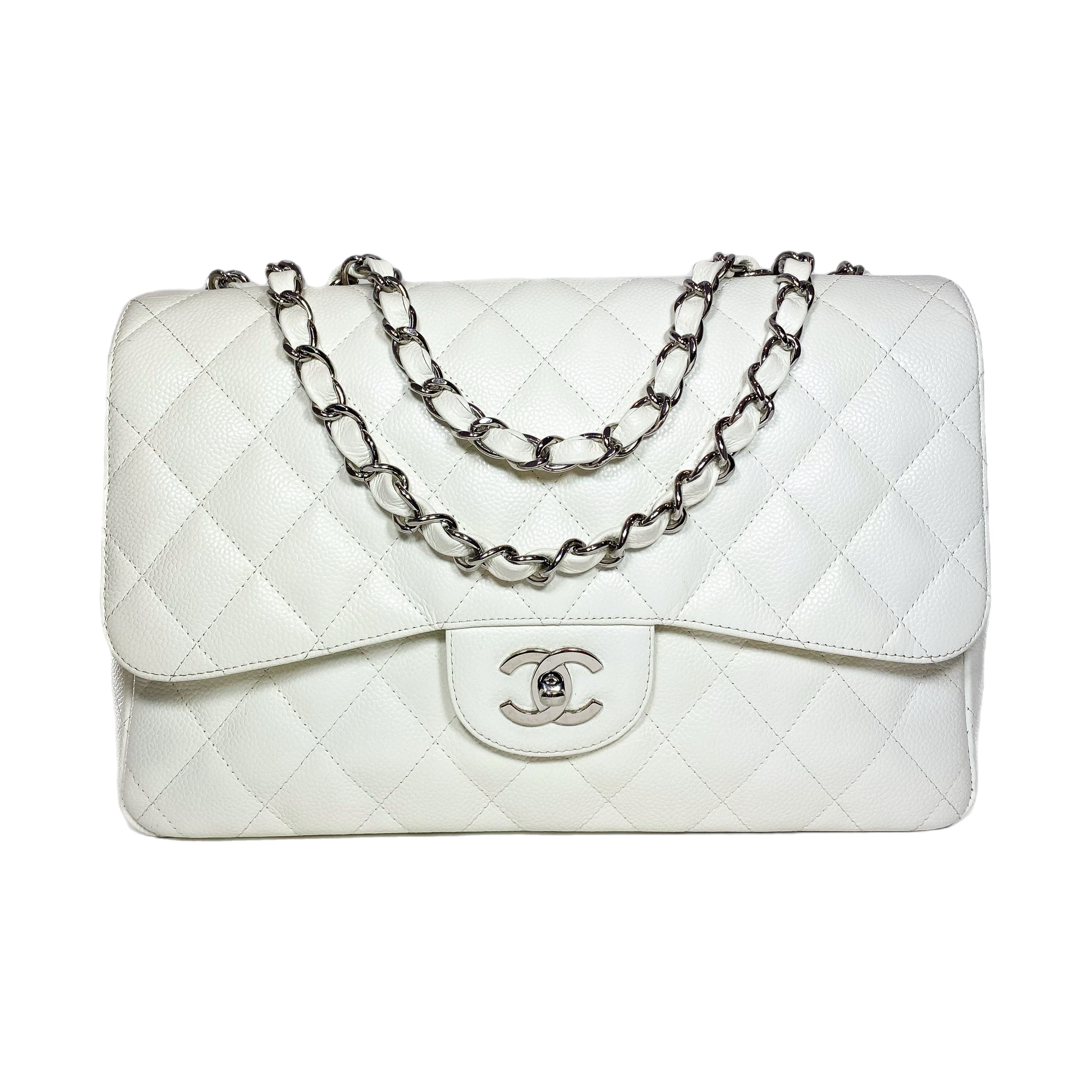 Chanel Off White Jumbo Single Flap Bag