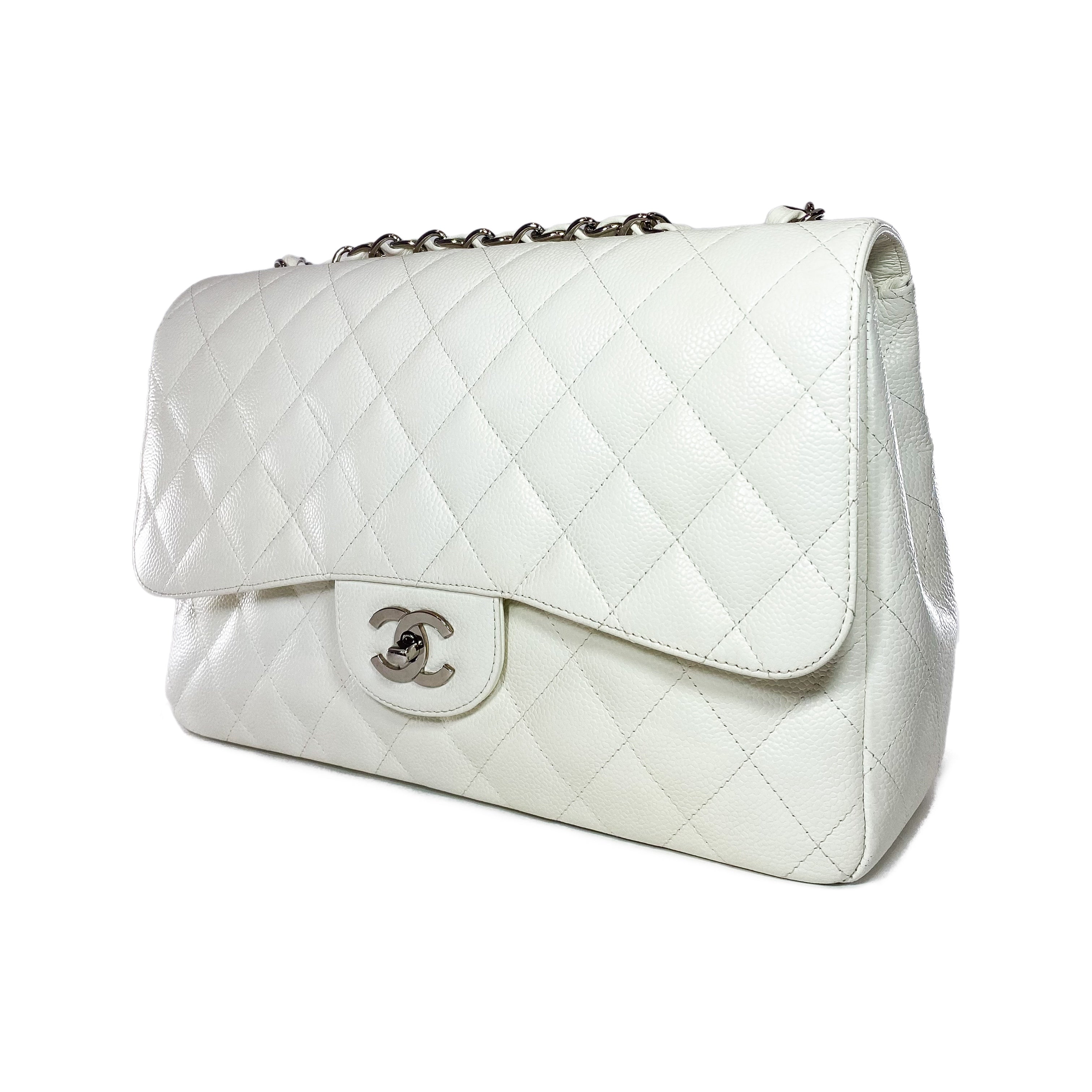 Chanel Off White Jumbo Single Flap Bag