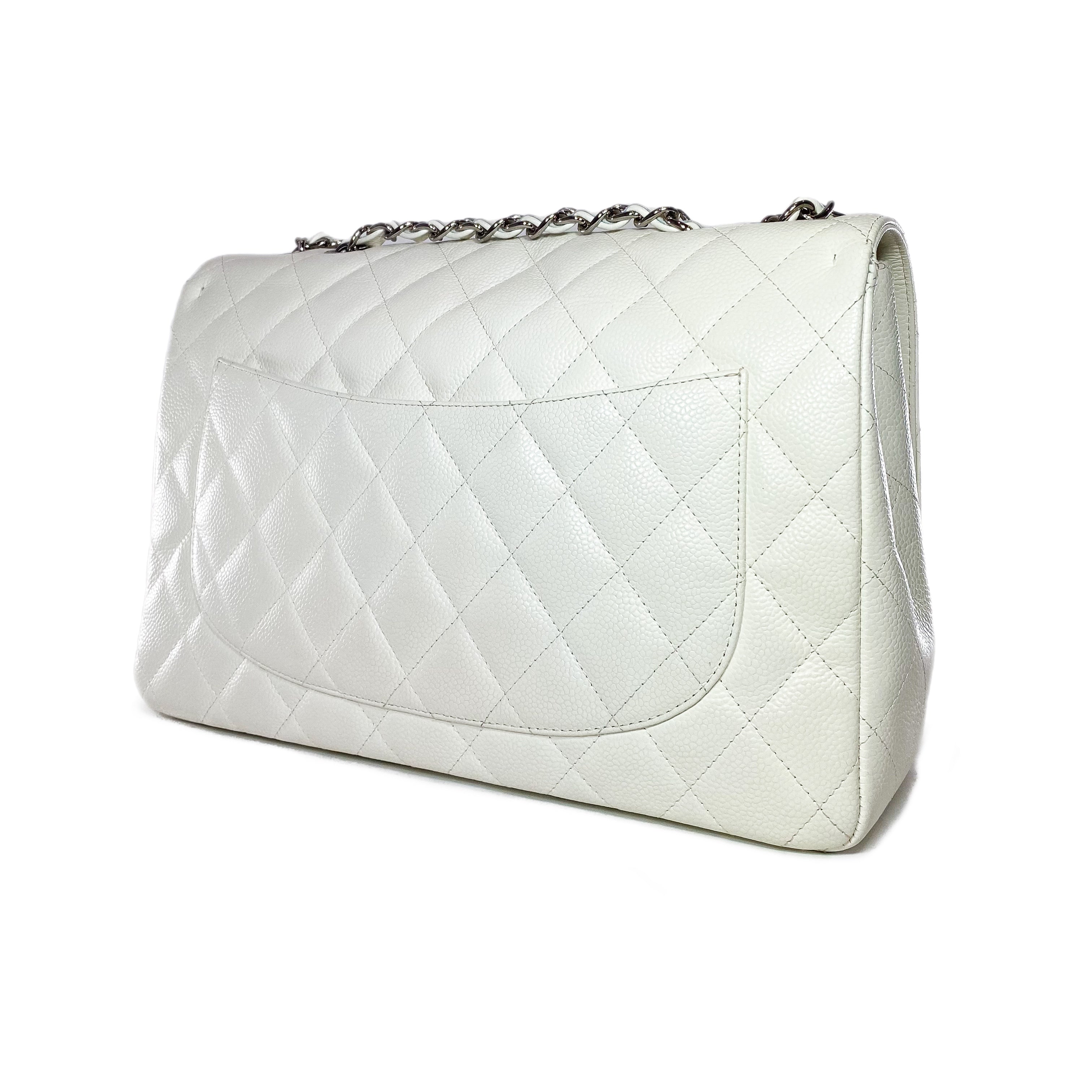 Chanel Off White Jumbo Single Flap Bag