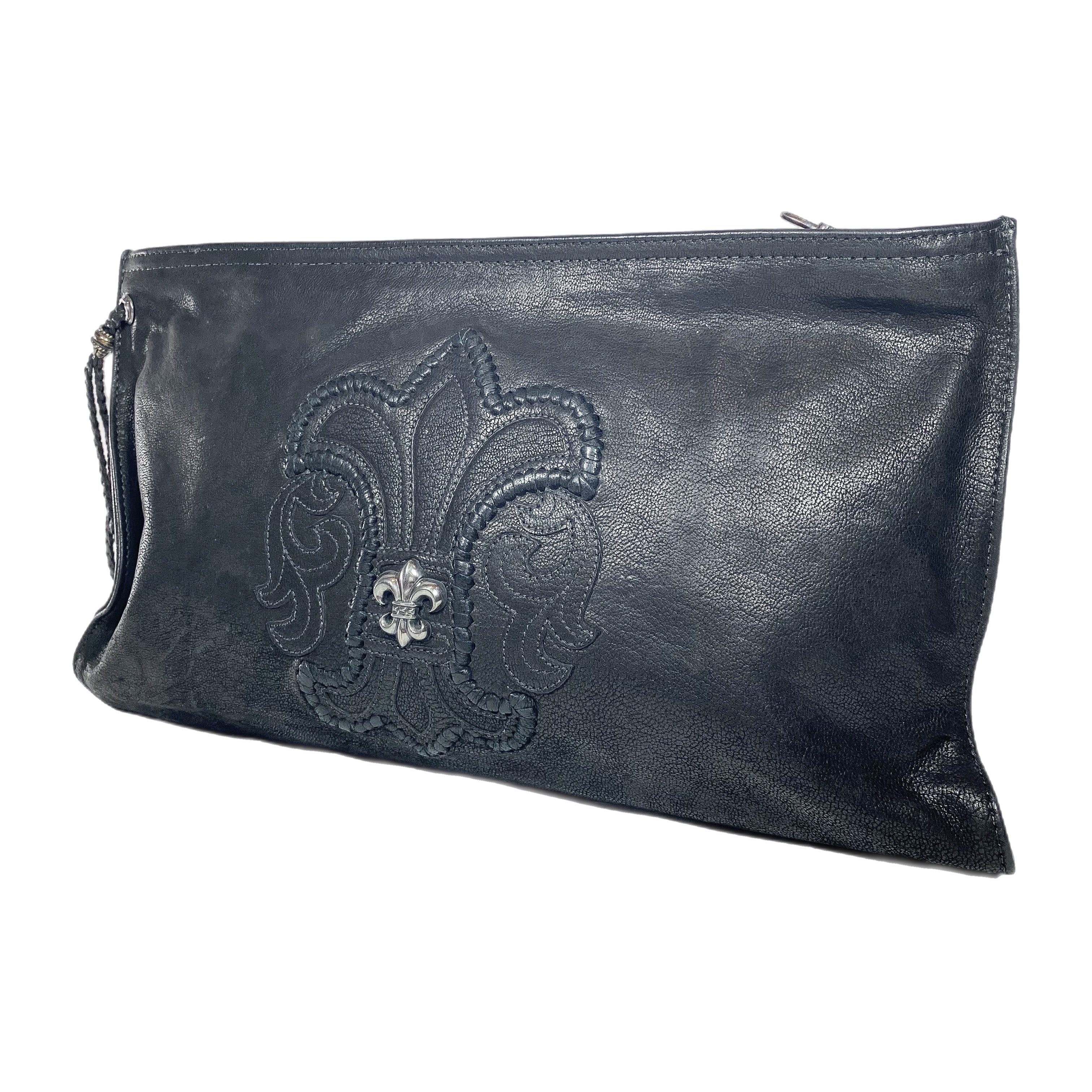 Chrome Hearts Black Large Zip Pouch