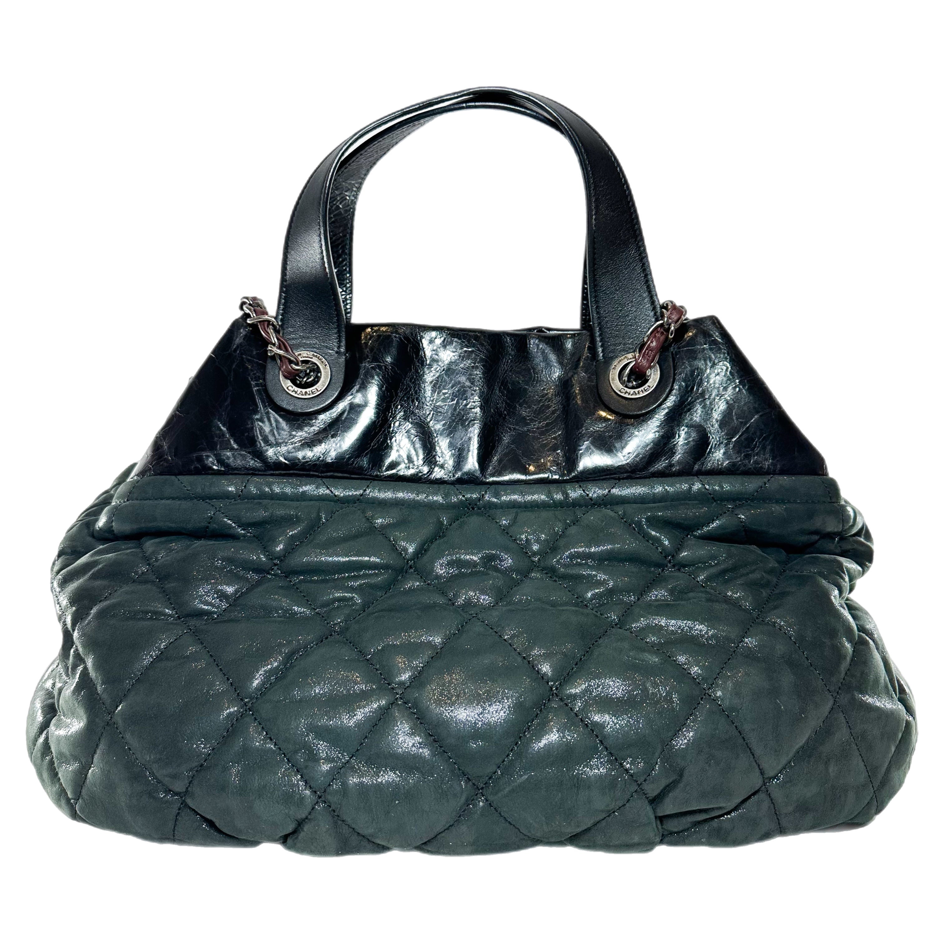 Chanel In The Mix Black Green Iridescent Large Tote