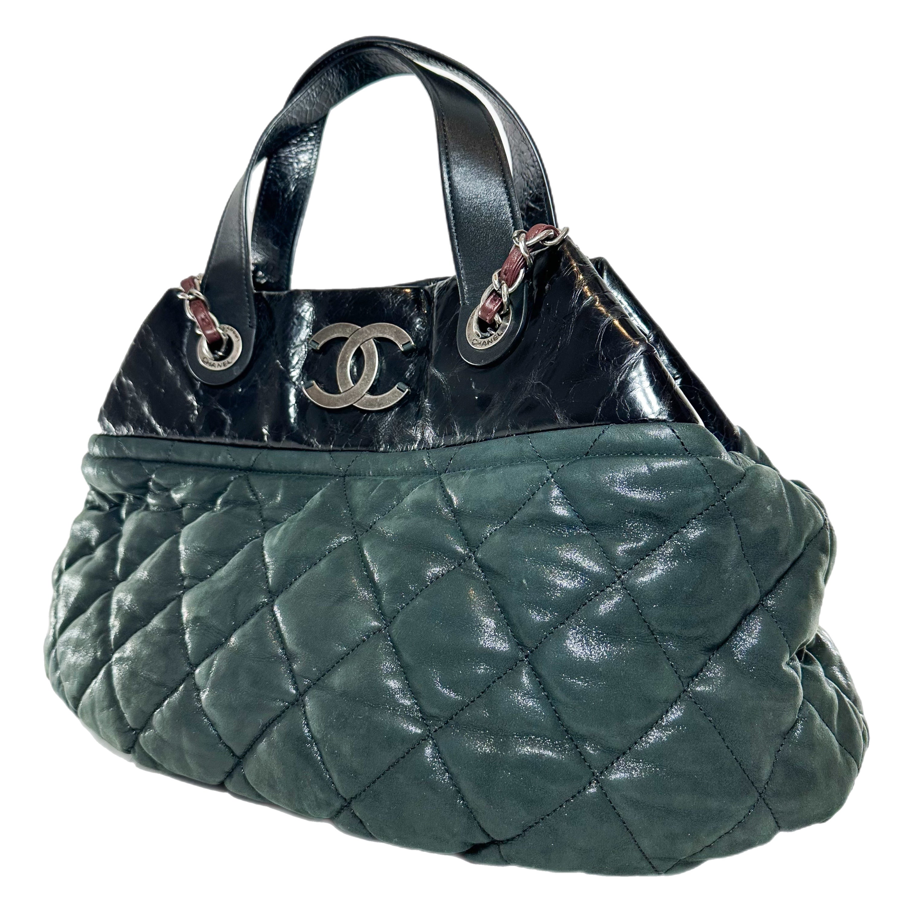 Chanel In The Mix Black Green Iridescent Large Tote