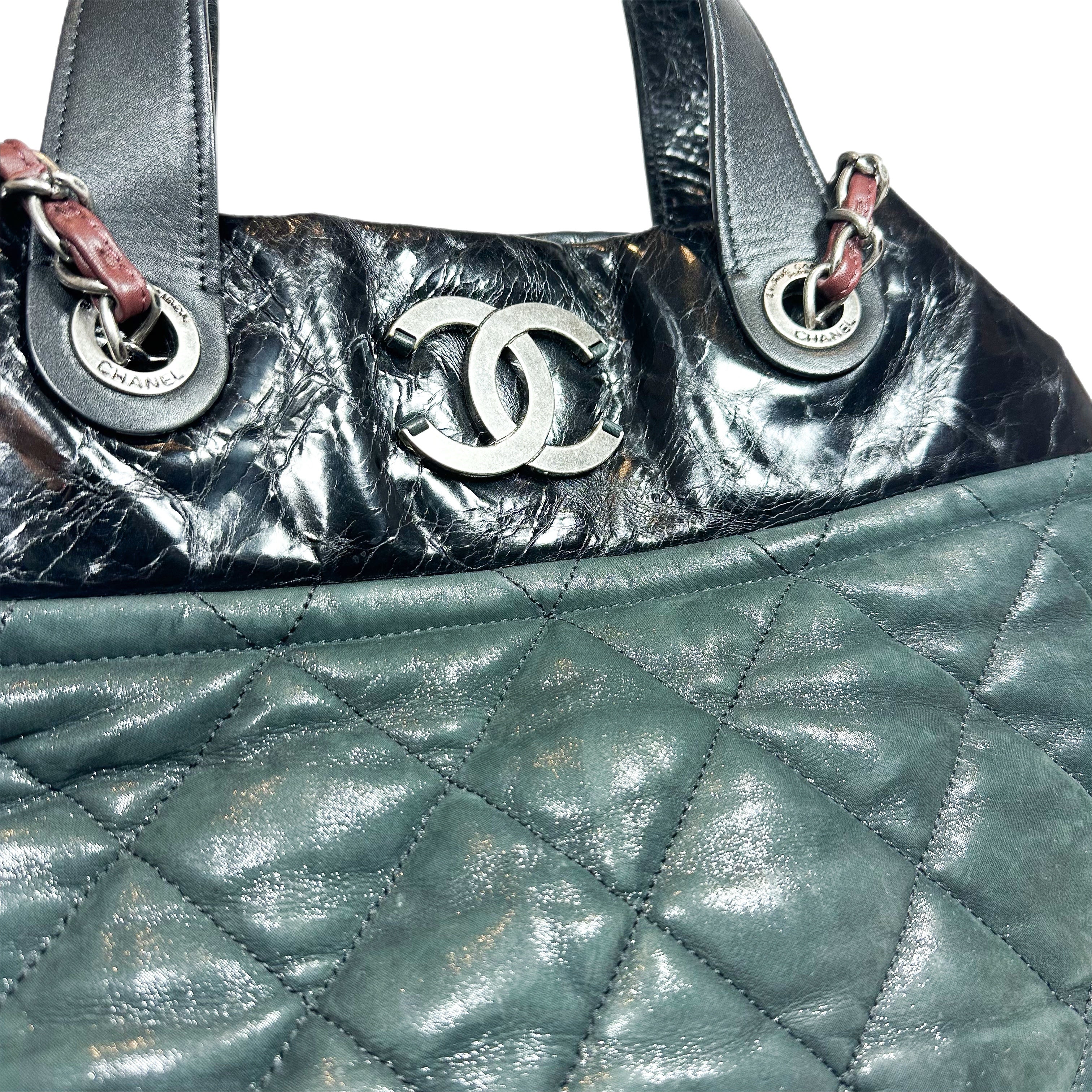 Chanel In The Mix Black Green Iridescent Large Tote