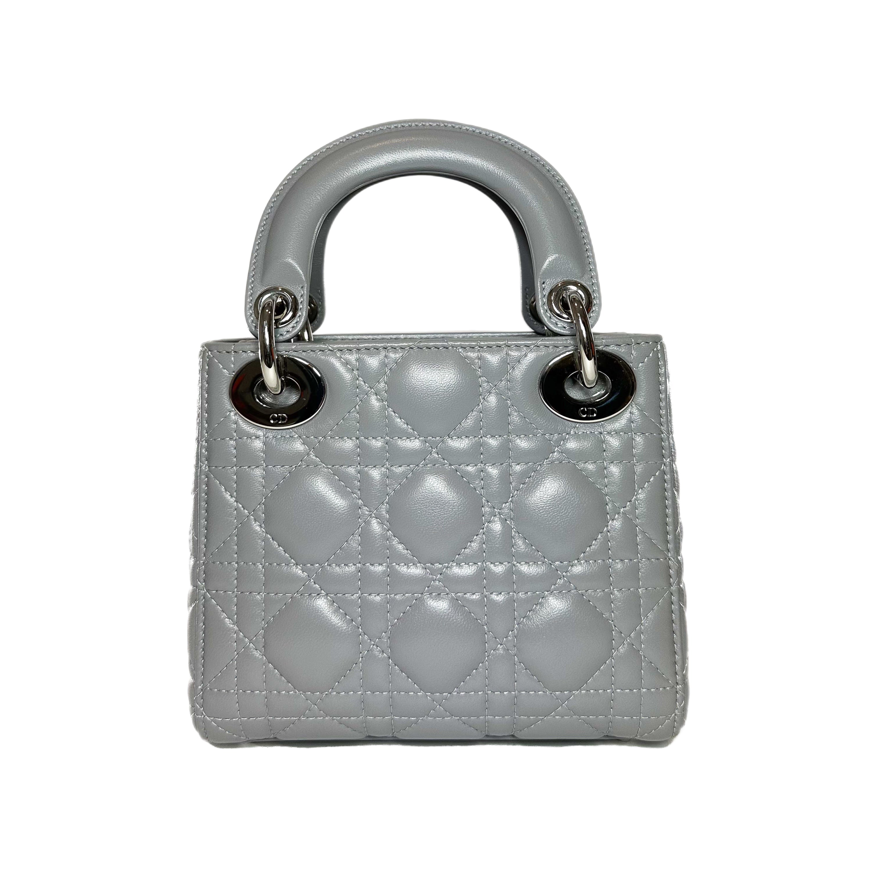 Dior Grey Mini Lady Dior with Crystal Strap