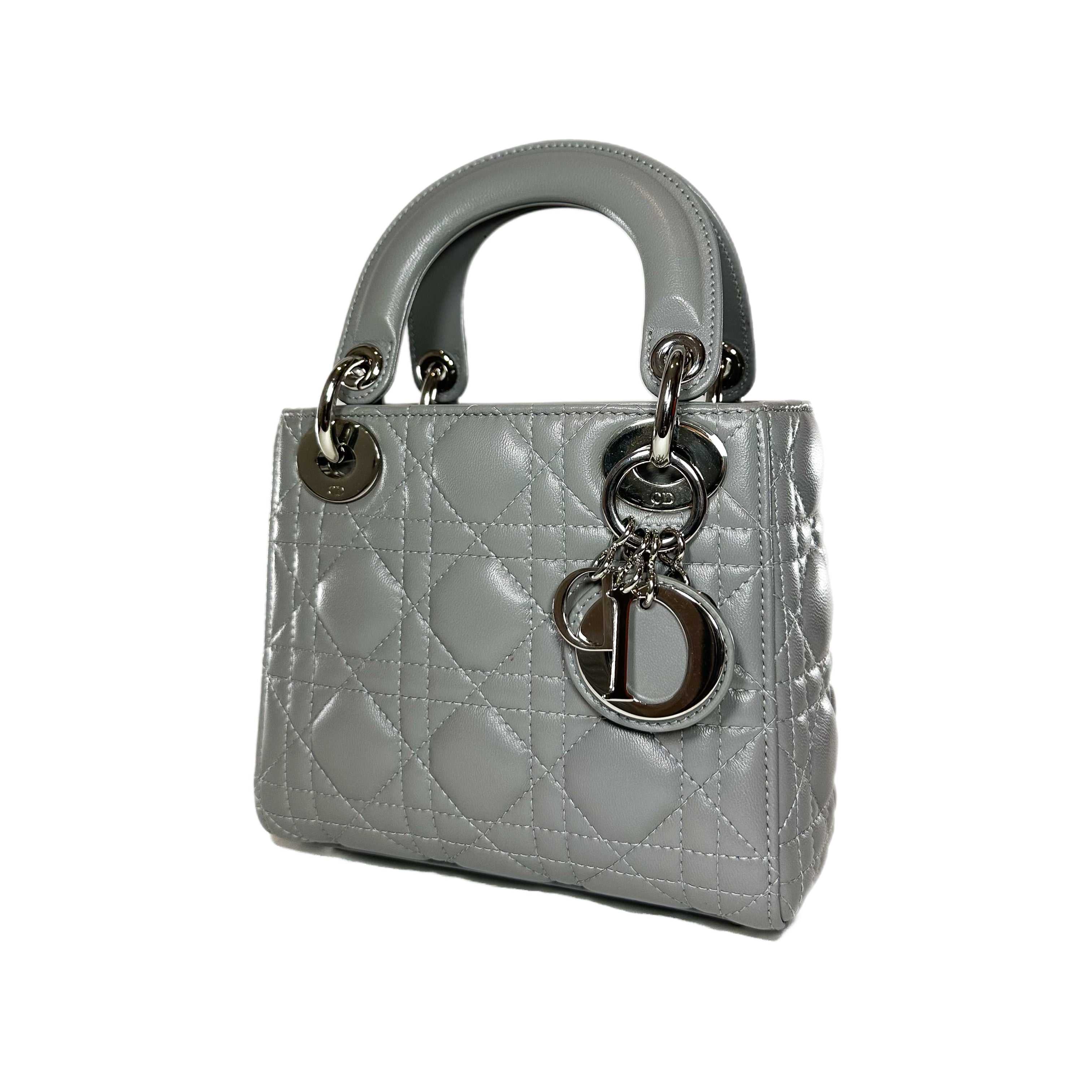 Dior Grey Mini Lady Dior with Crystal Strap