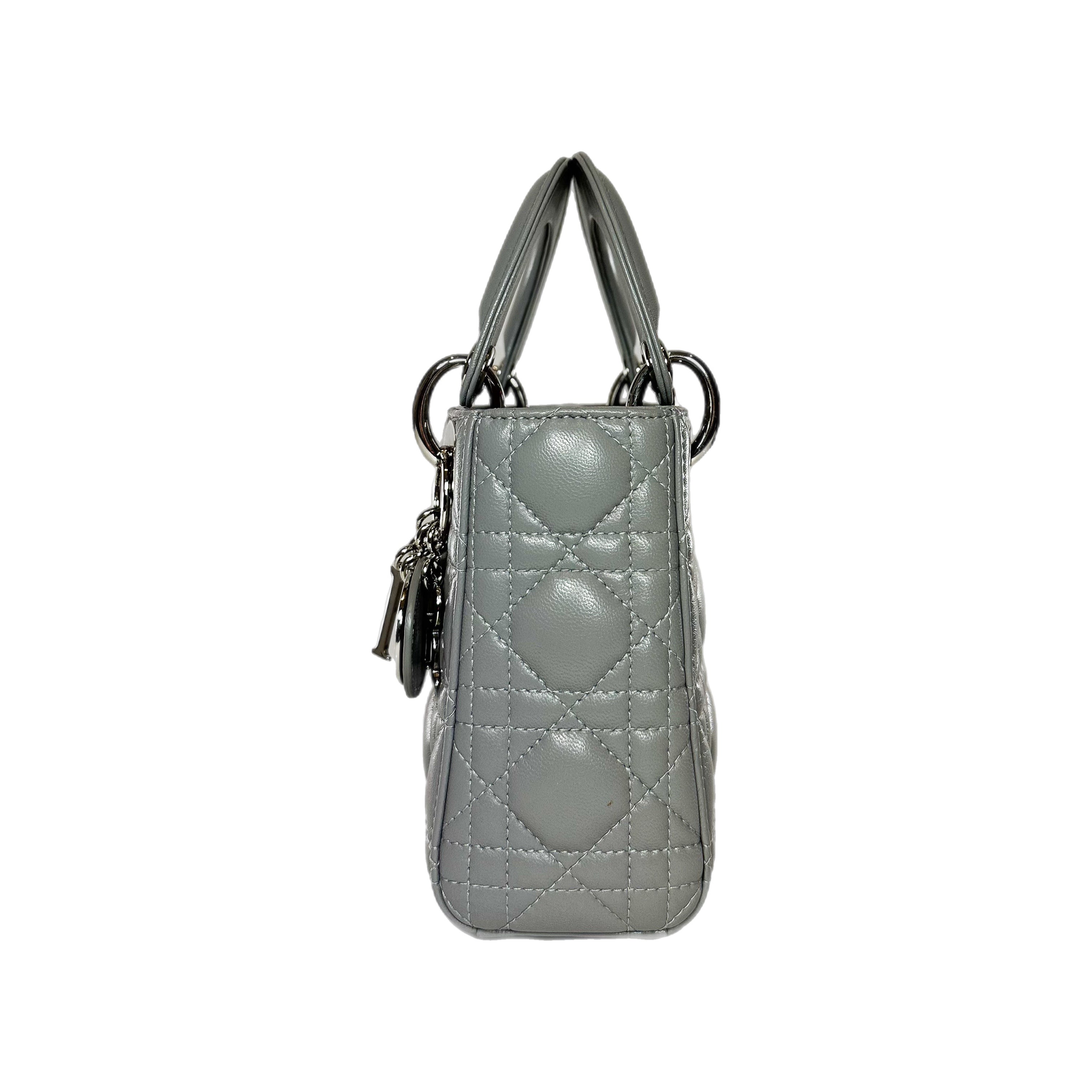 Dior Grey Mini Lady Dior with Crystal Strap