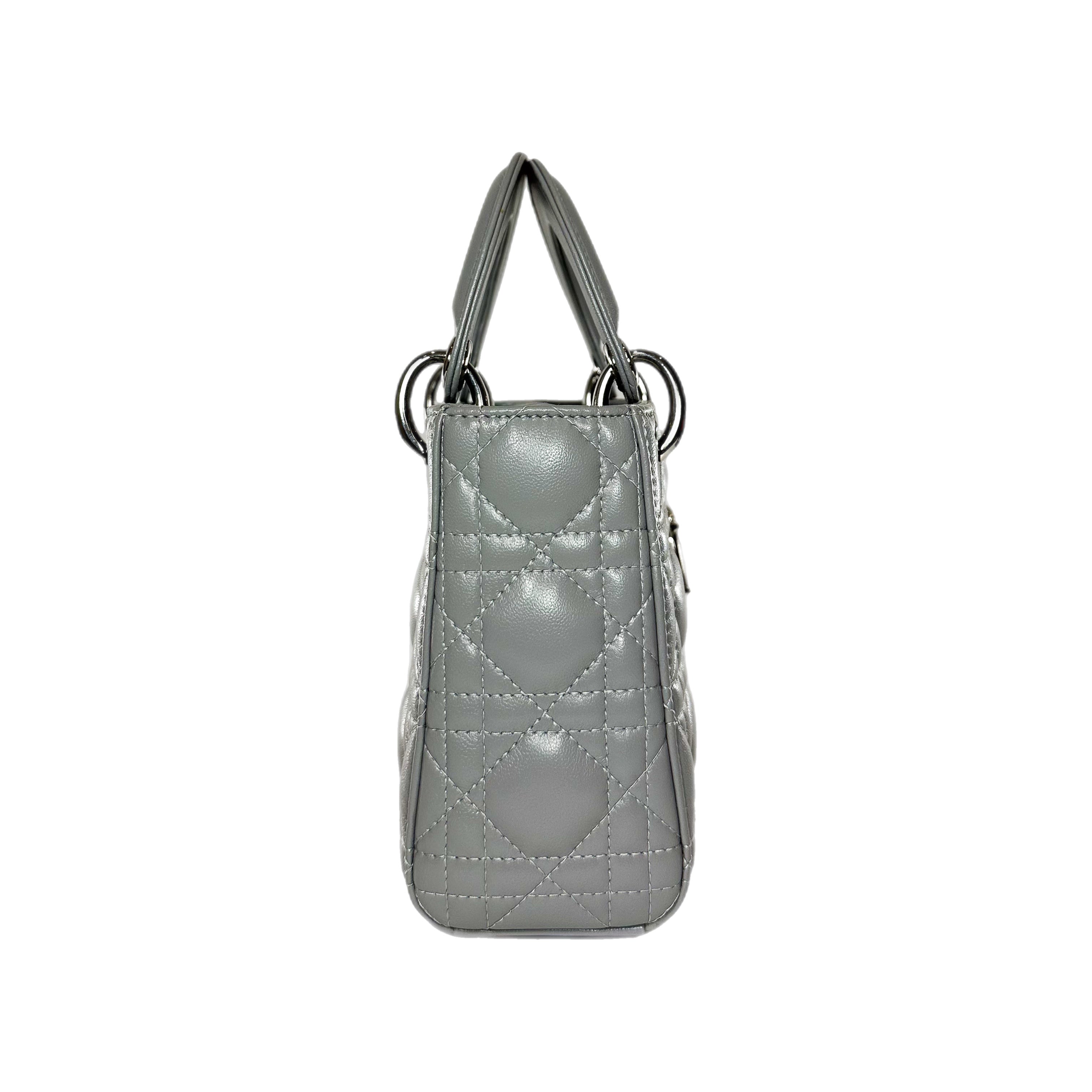 Dior Grey Mini Lady Dior with Crystal Strap