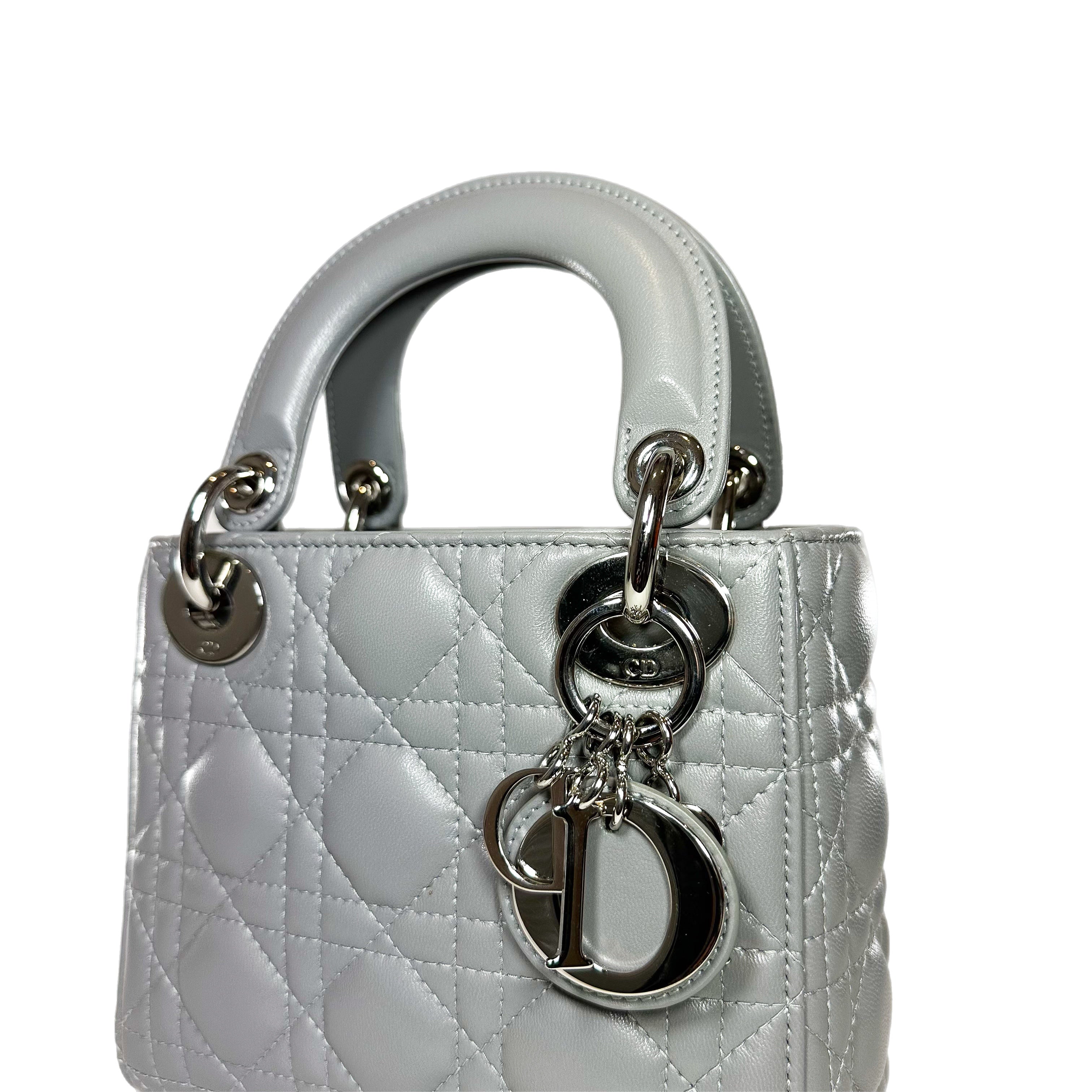 Dior Grey Mini Lady Dior with Crystal Strap