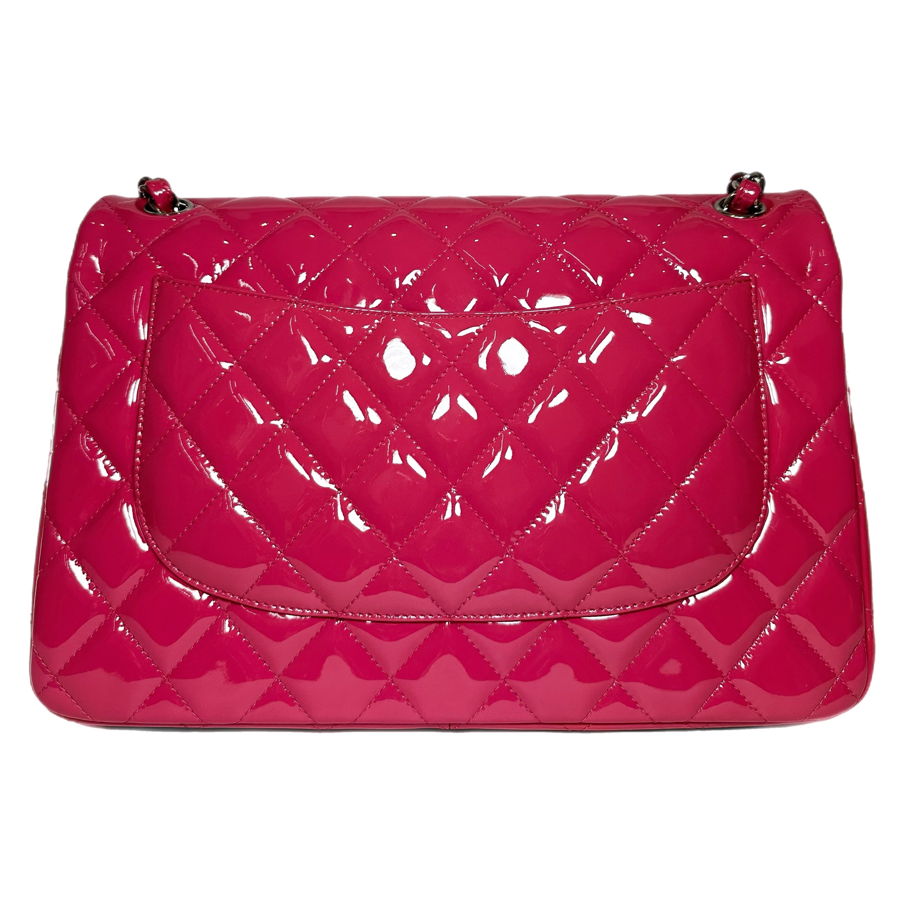 Chanel Pink Jumbo Patent Double Flap Bag