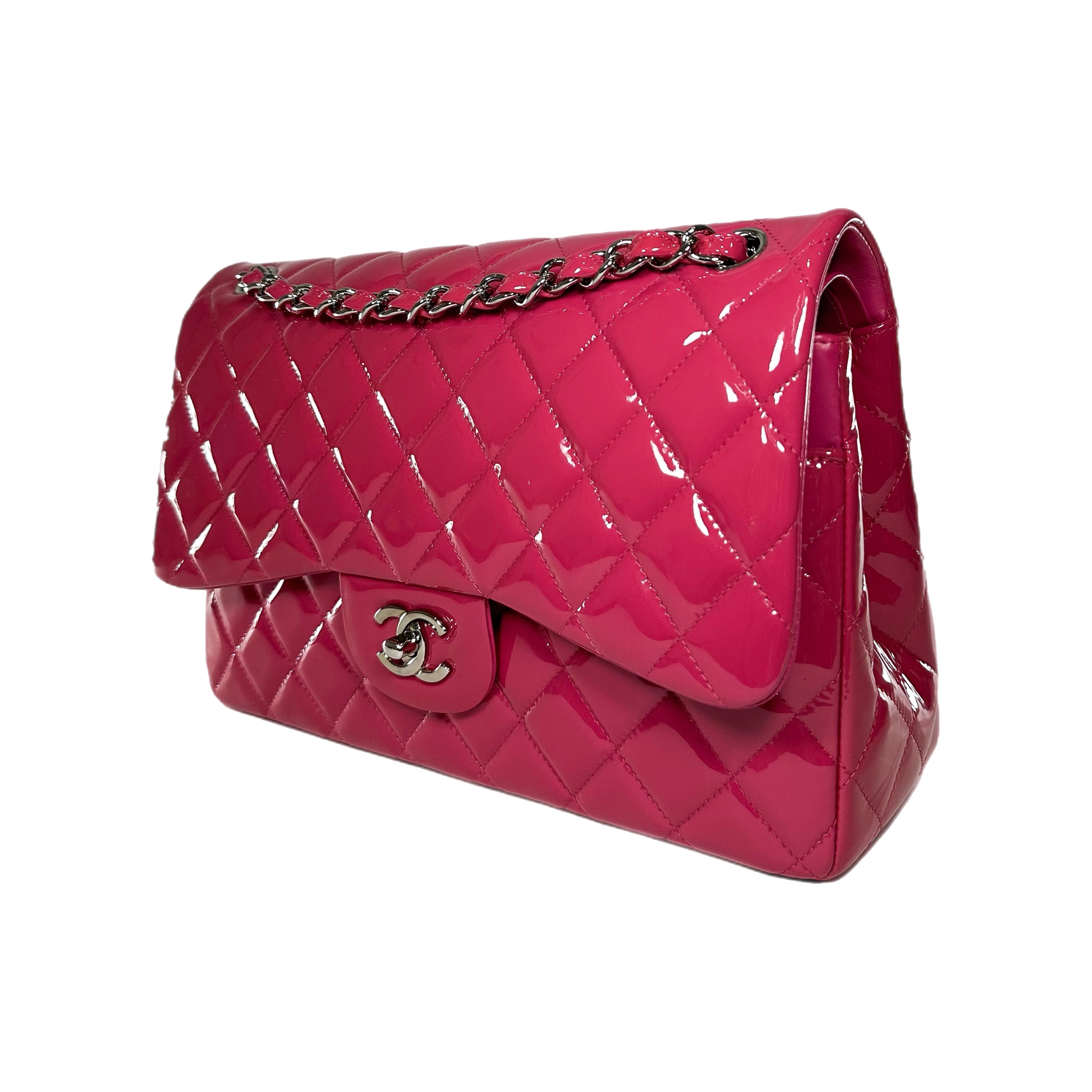 Chanel Pink Jumbo Patent Double Flap Bag