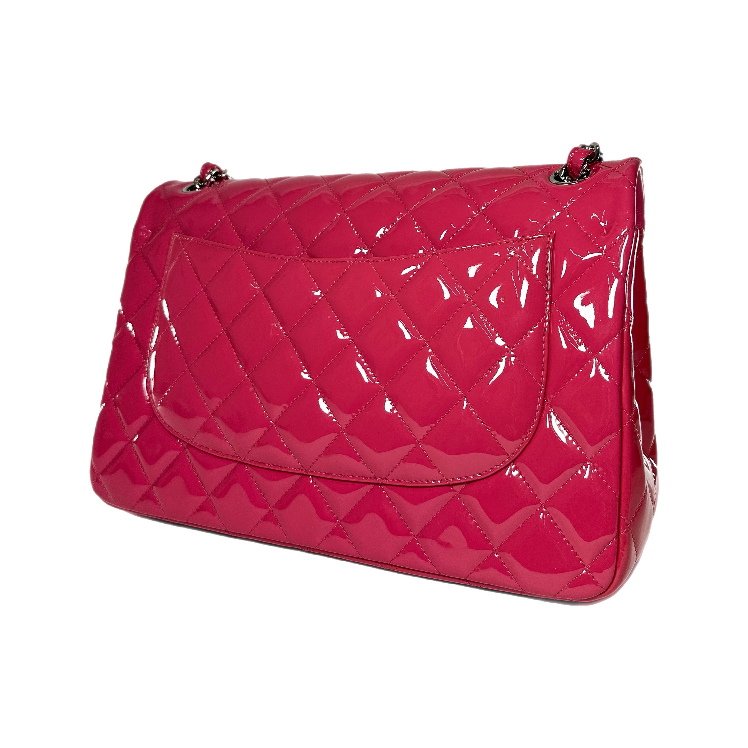 Chanel Pink Jumbo Patent Double Flap Bag