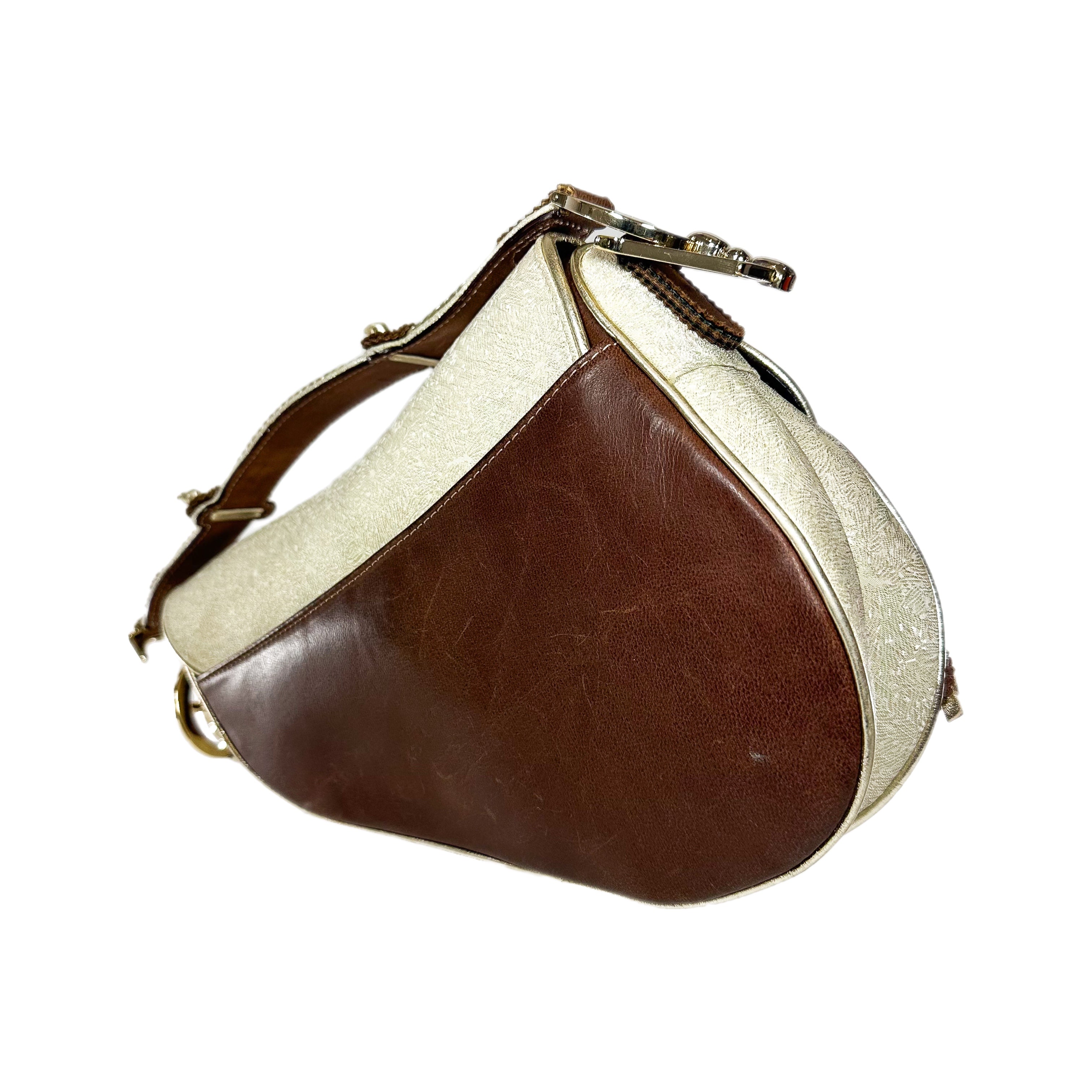 Dior Brown Ivory Saddle Bag