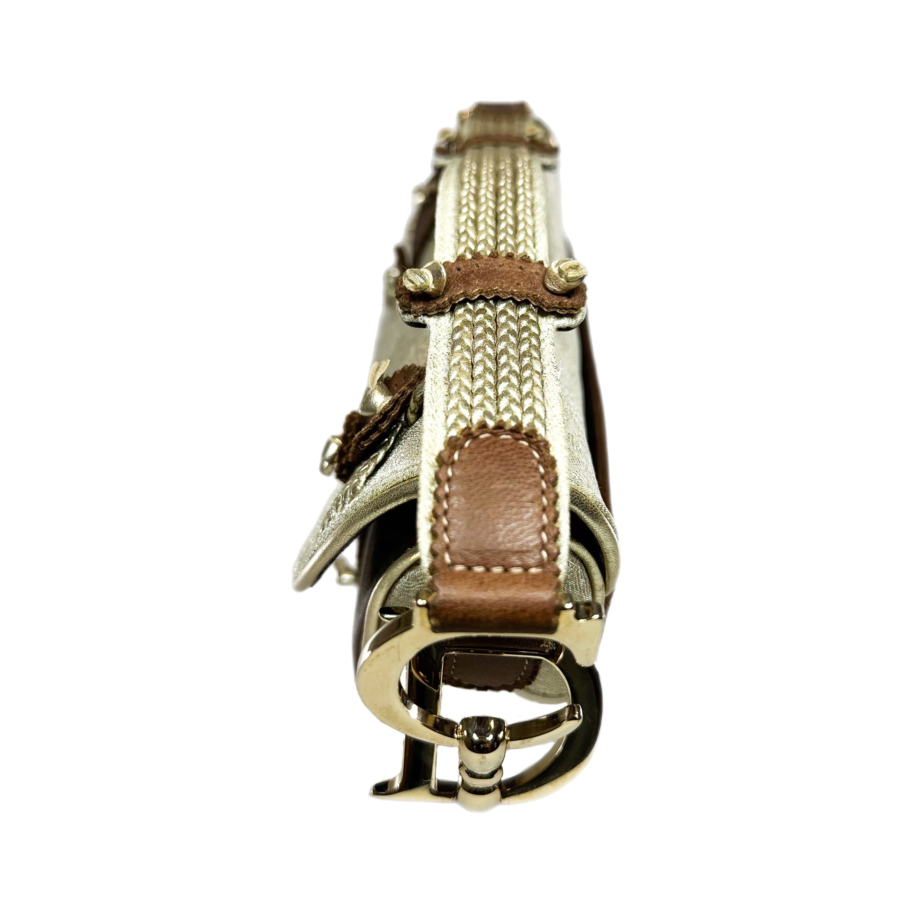 Dior Brown Ivory Saddle Bag