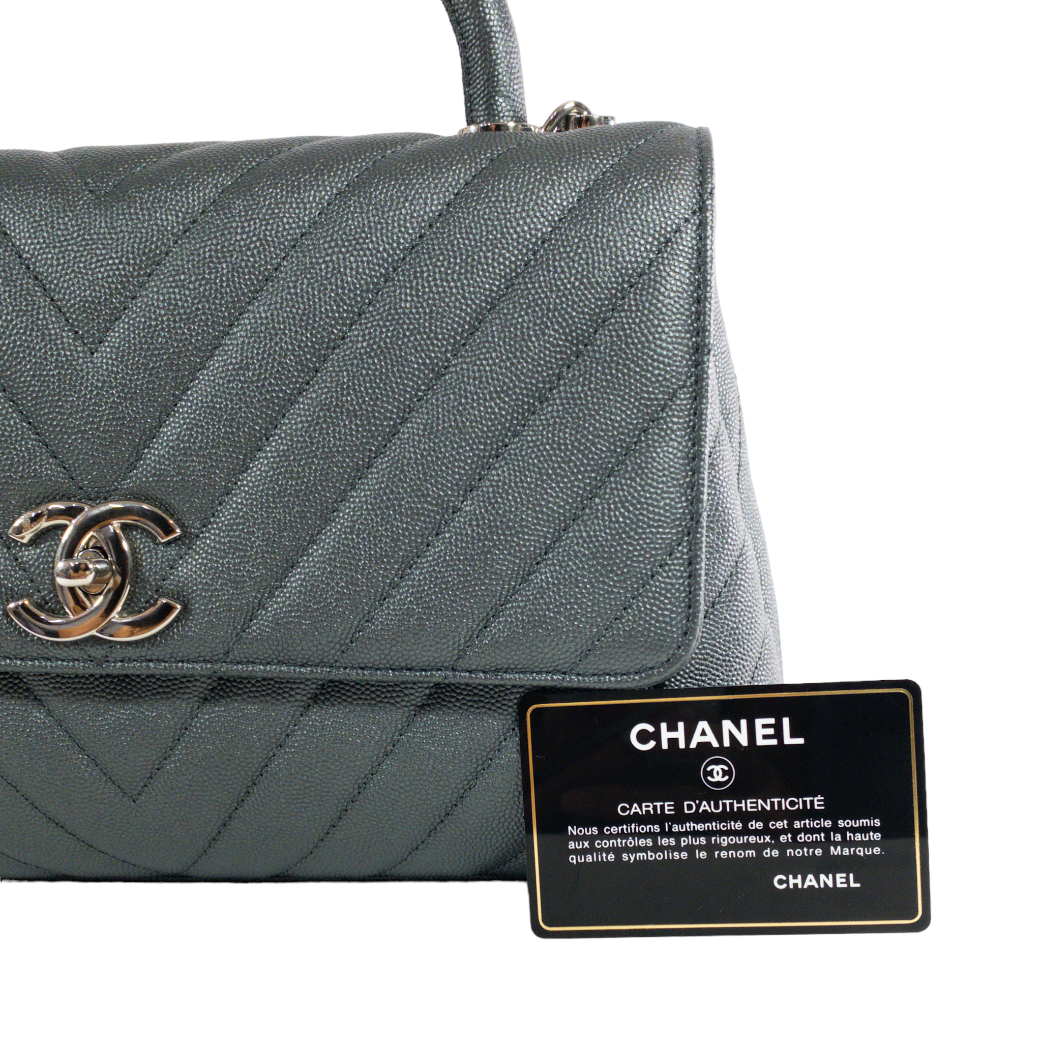 Chanel Metallic Graphite Medium Coco Handle SHW