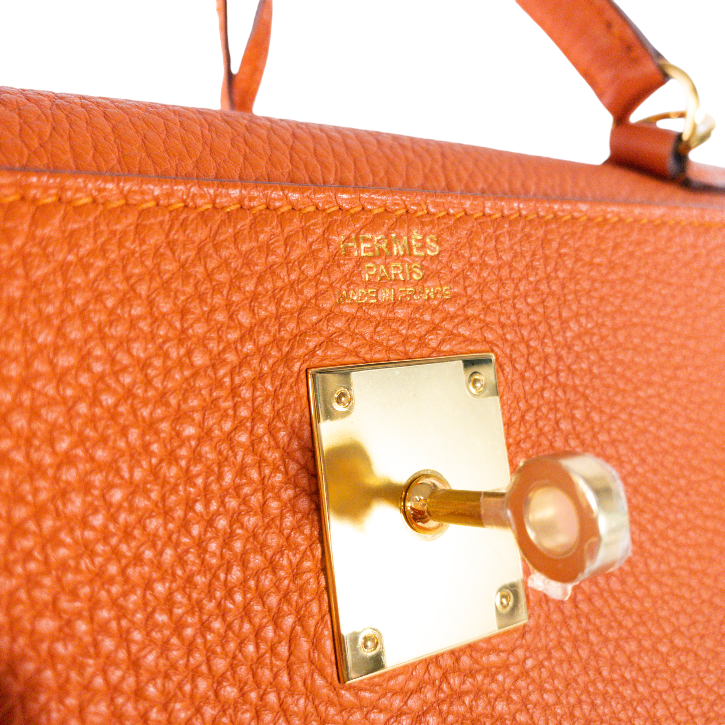 Kelly 32 leather handbag Hermès Orange in Leather - 30202921