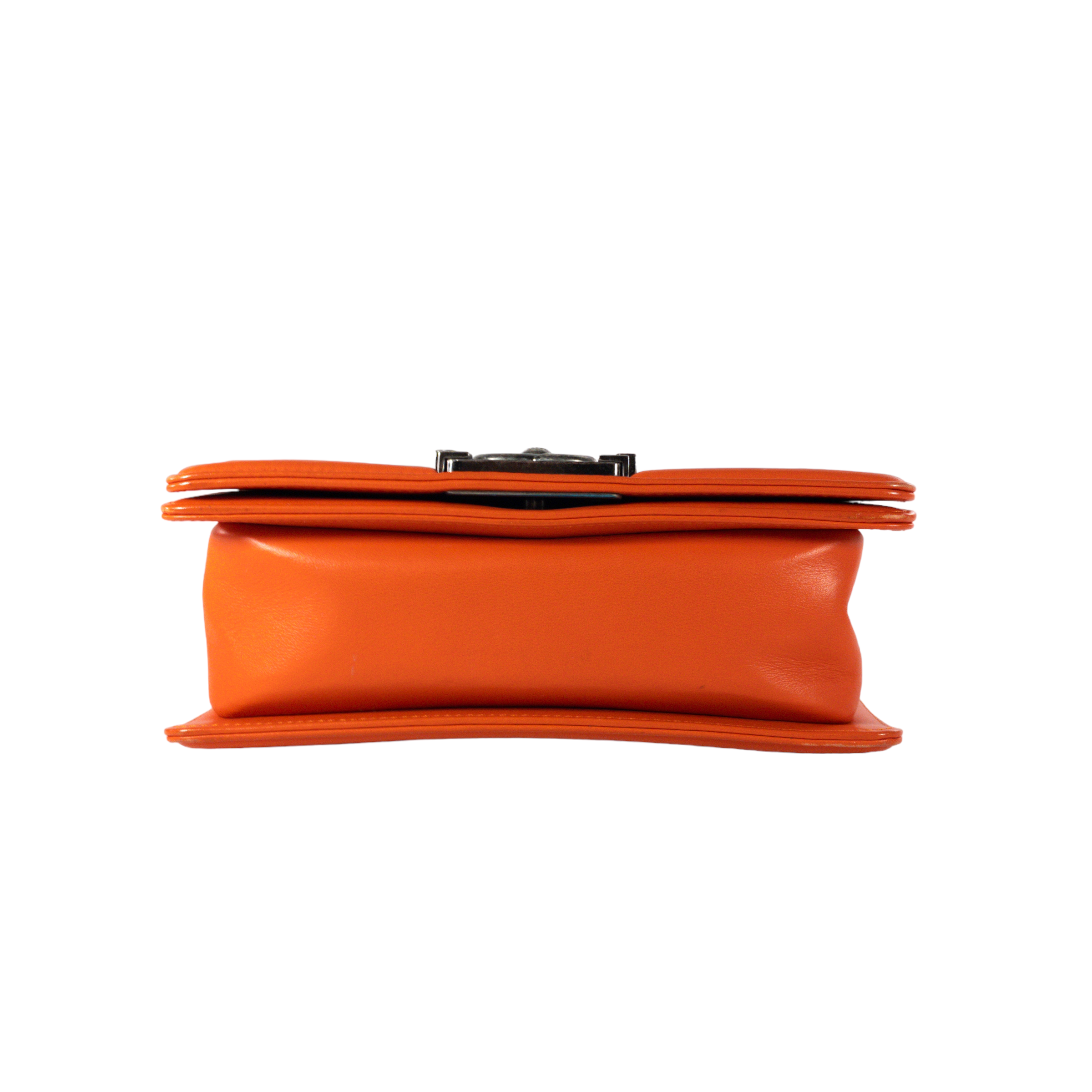 Neon Orange Snakeskin Embossed Top Handle Bag
