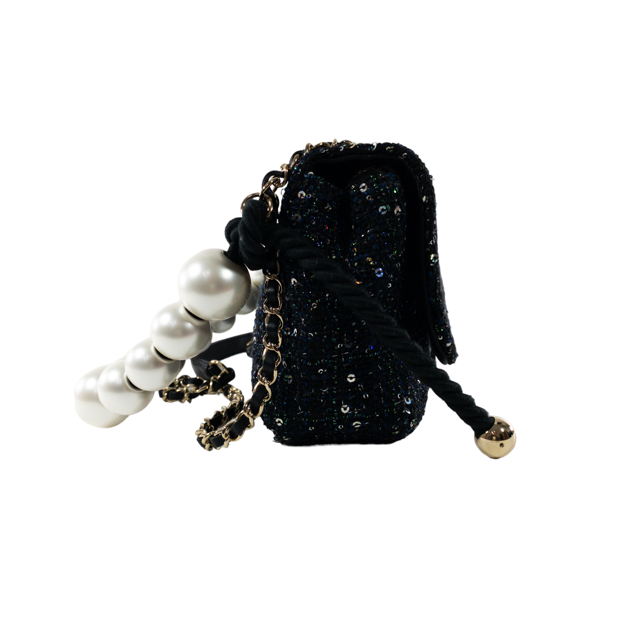 Chanel Black Calf Leather Faux Pearl Strap mini WOC at the best price
