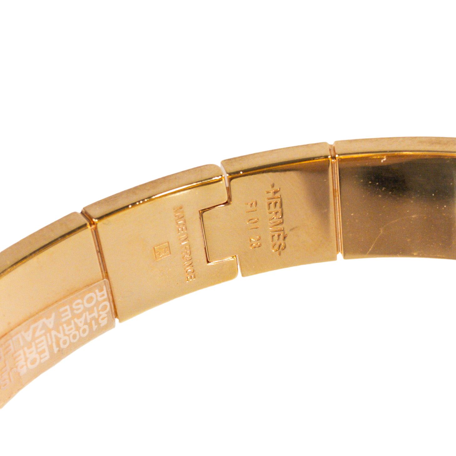 Hermes Rose Azalee Narrow Hinged Bracelet Rose Gold