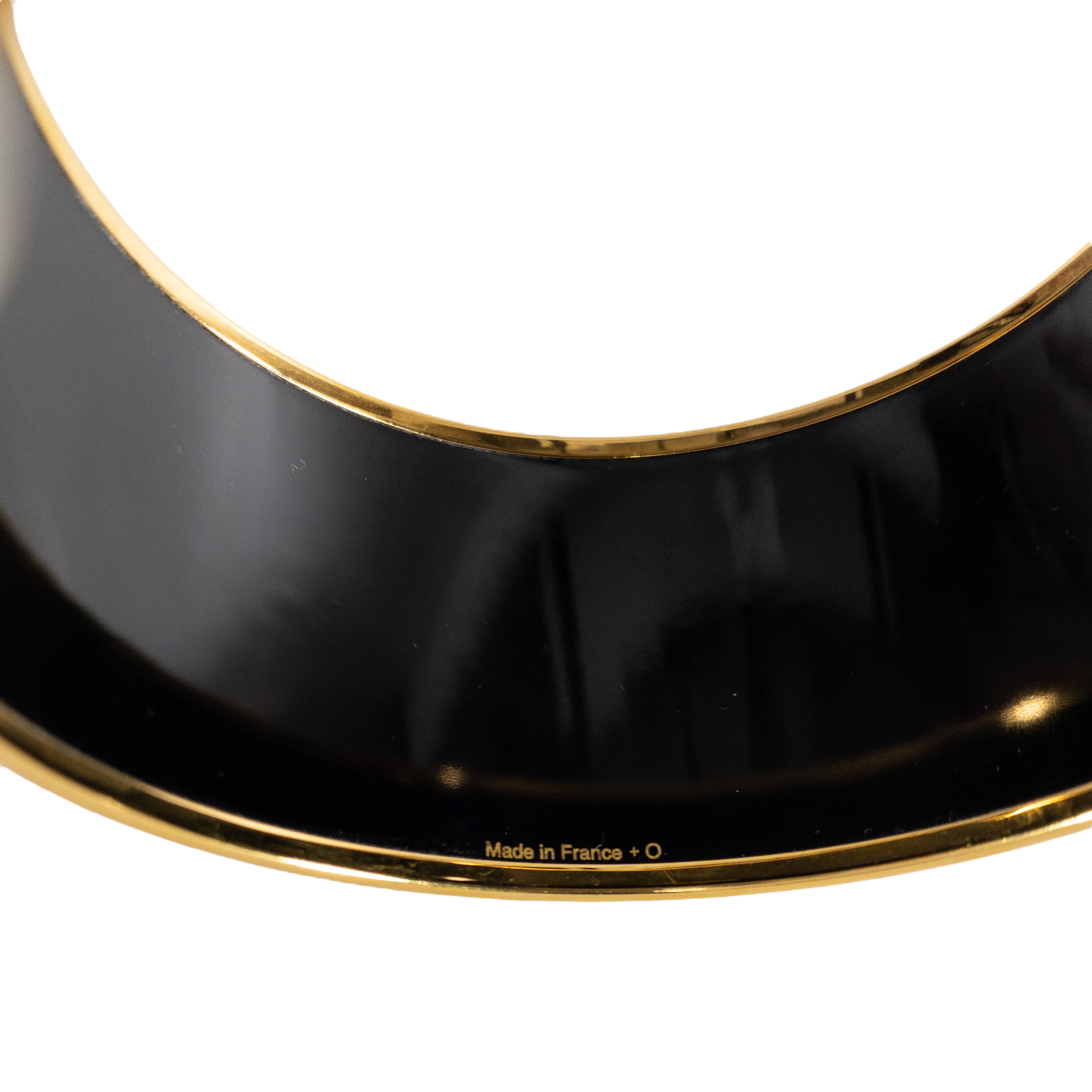 Hermes Extra-Wide Black Printed Enamel Bangle