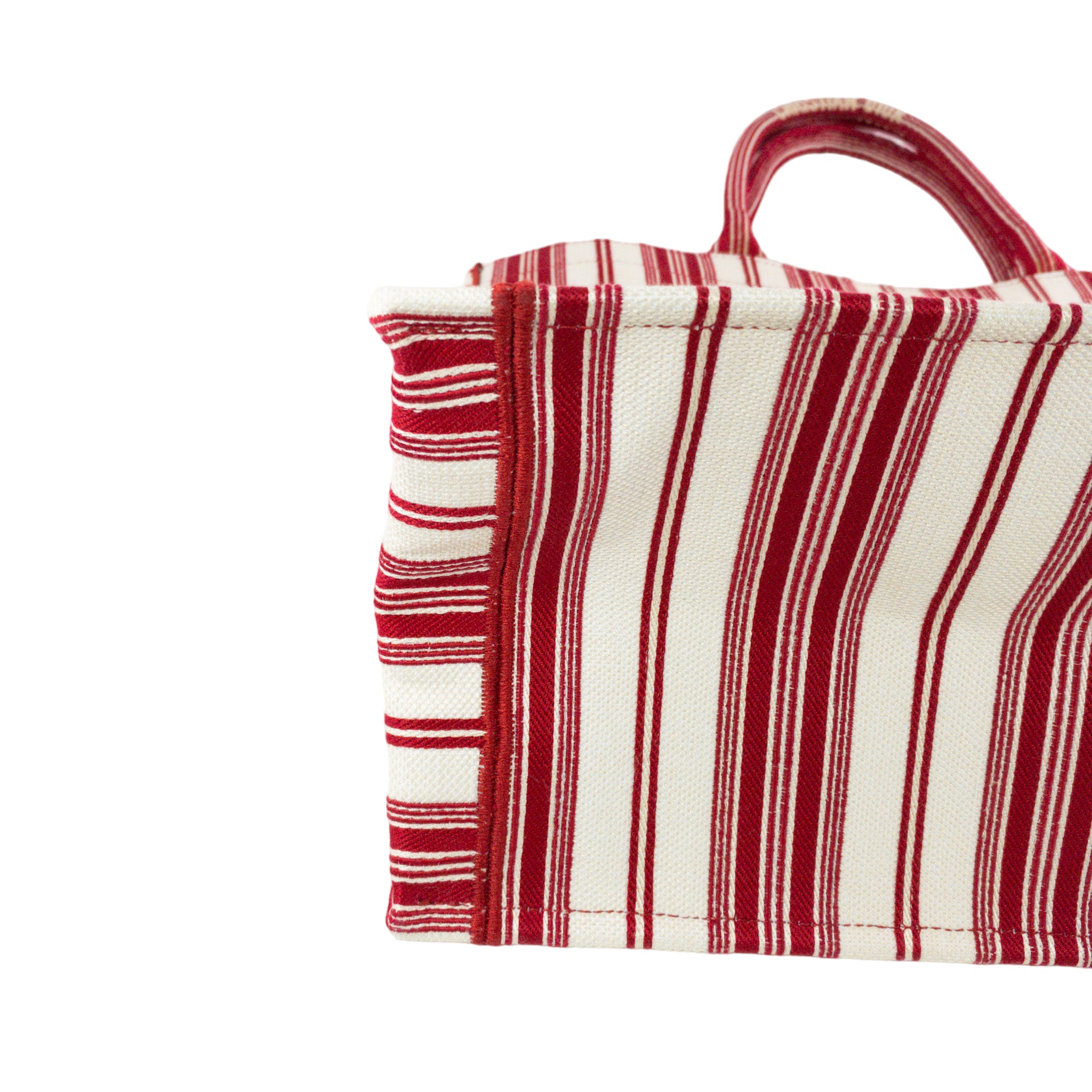 Dior Red Striped Embroidered Large Book Tote