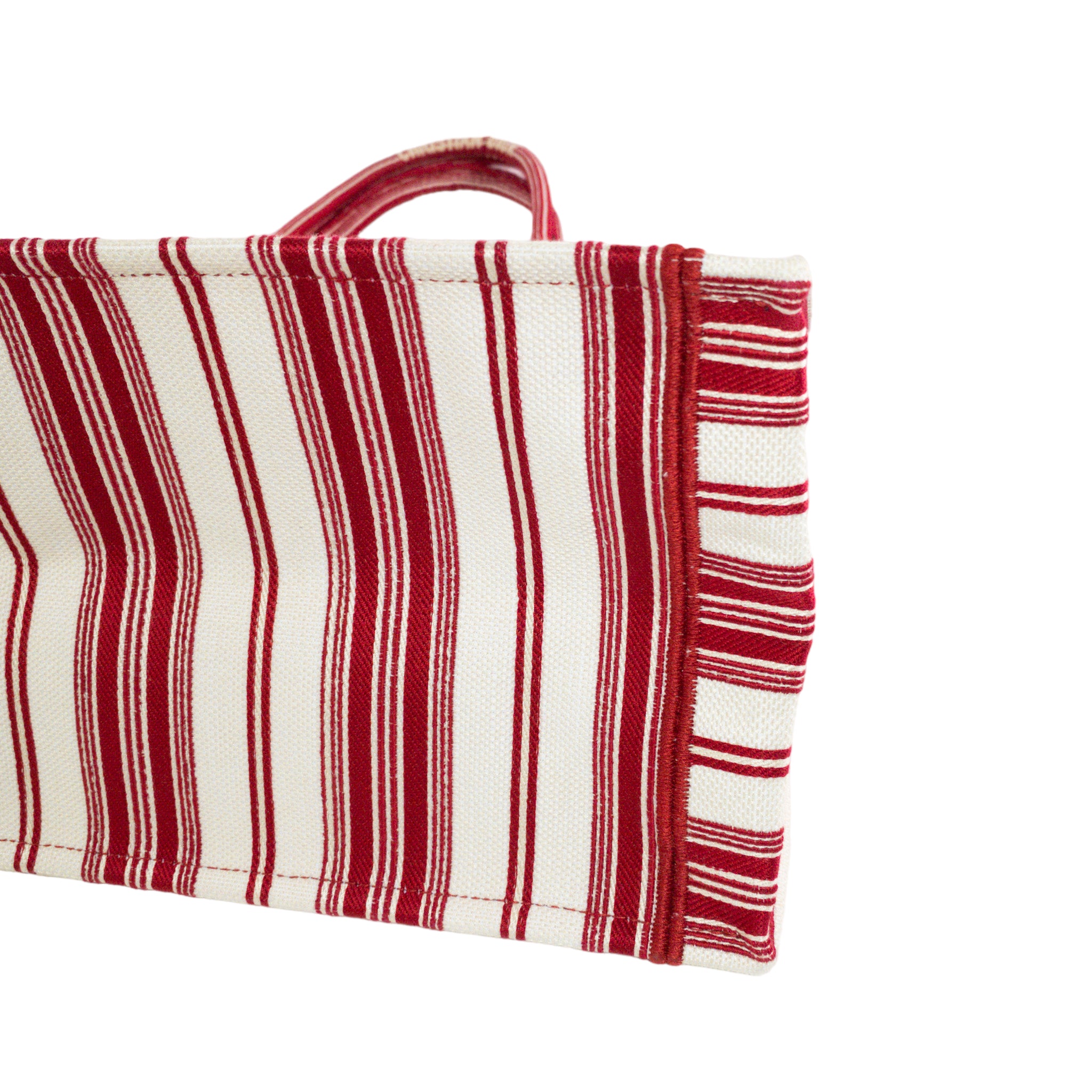 Dior Red Striped Embroidered Large Book Tote