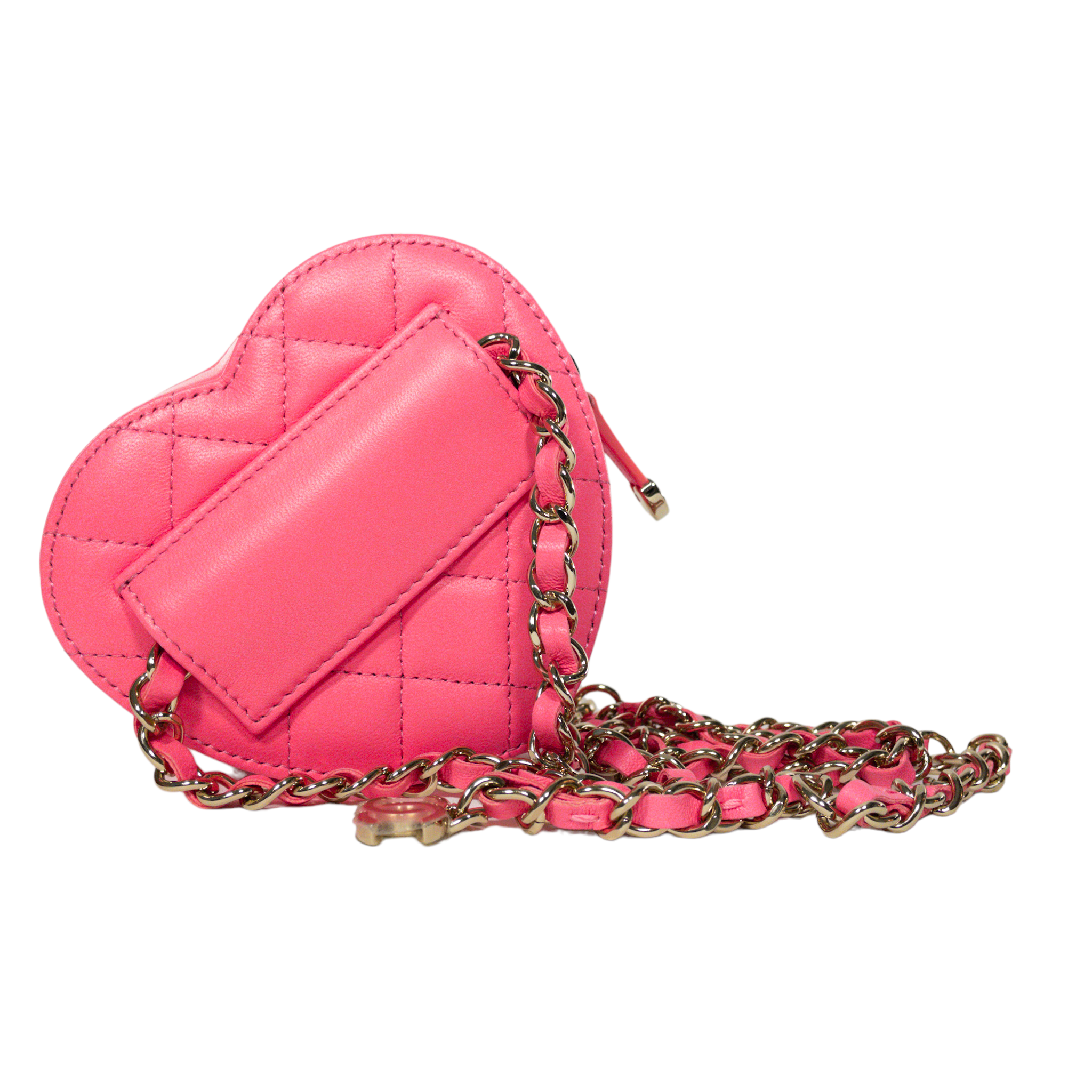 Chanel CHANEL Enamel Heart Vanity Handbag Beige Pink EIT0747
