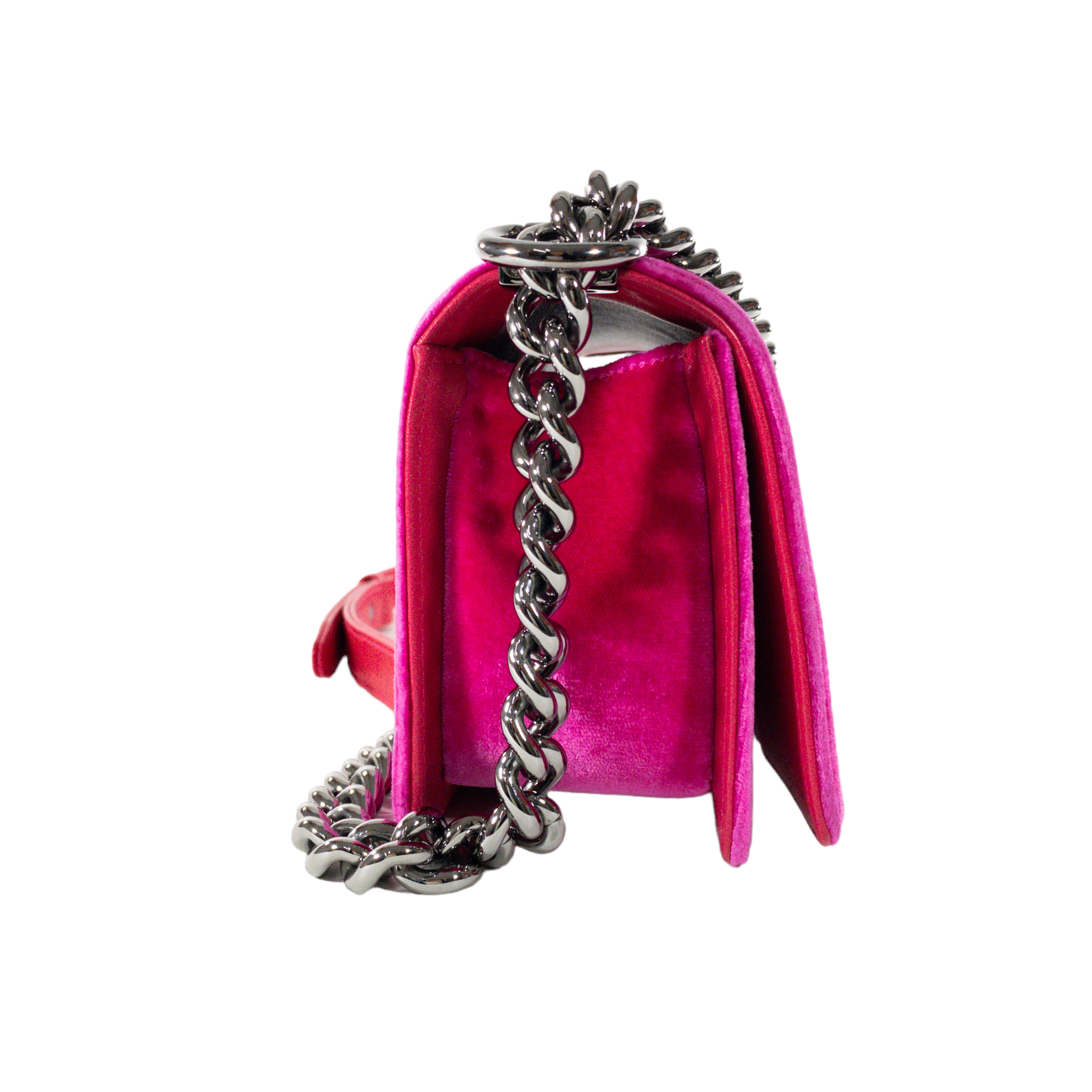 Chanel Fuchsia Velvet Mini Boy Bag - shop 